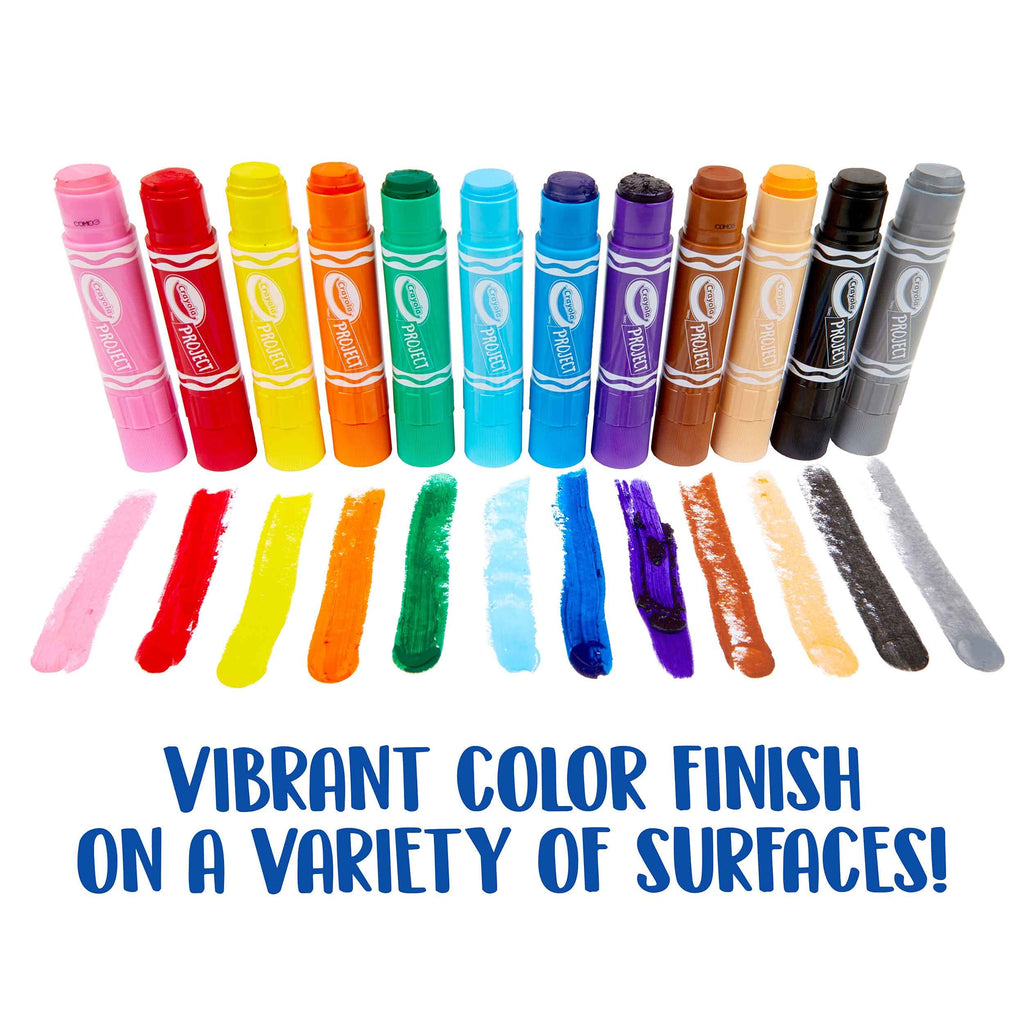 Crayola Paint Sticks – 12 Quick-Drying Colors – No Water Needed – Amazon Exclusive