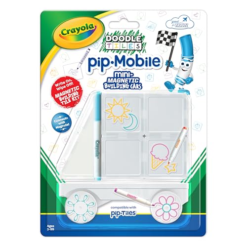 Crayola PIP-Mobile Rolling Chassis – Add Wheels to Magnetic Tile Sets for STEM Play