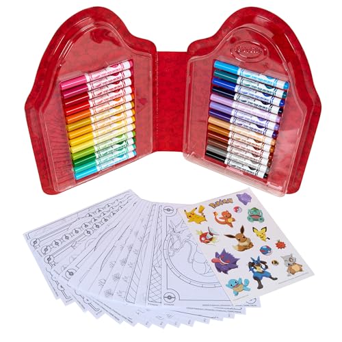 Crayola Pokemon Art Kit for Kids: 26 Washable Markers, 20 Coloring Pages & Stickers, Ages 4+