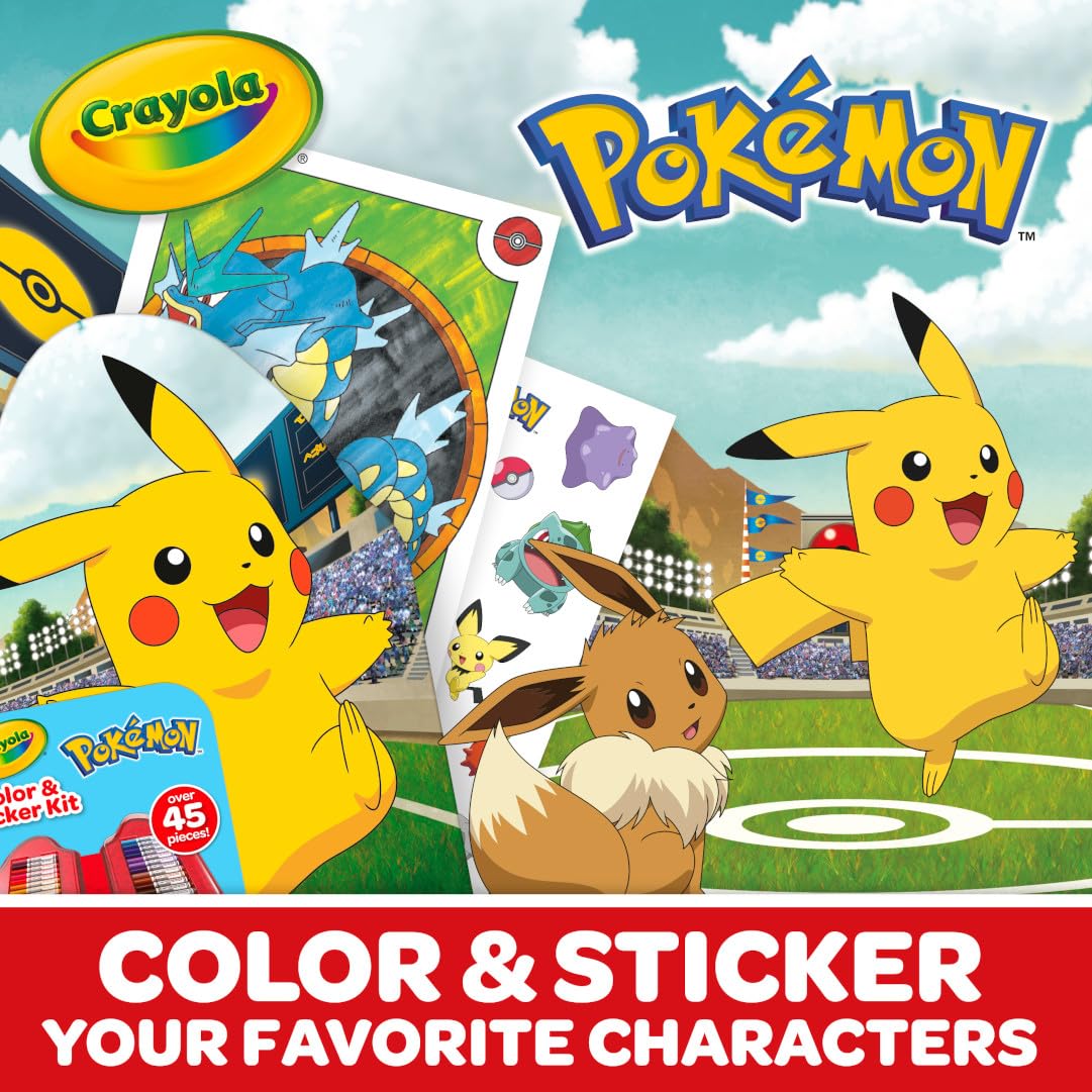 Crayola Pokemon Art Kit for Kids: 26 Washable Markers, 20 Coloring Pages & Stickers, Ages 4+
