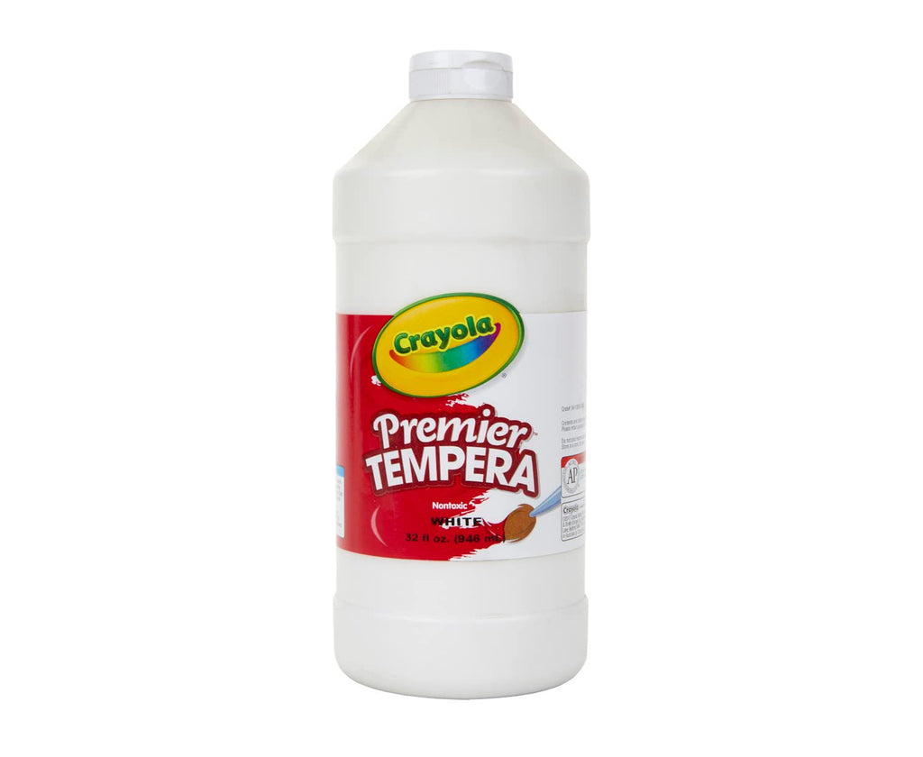 Crayola Premier Tempera Paint, 32 oz, White – Non-Toxic, Matte Finish, Multi-Surface Art Paint for Kids