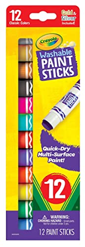 Crayola Quick Dry Paint Sticks (12ct) – Washable, Non-Toxic Tempera Paint for Kids