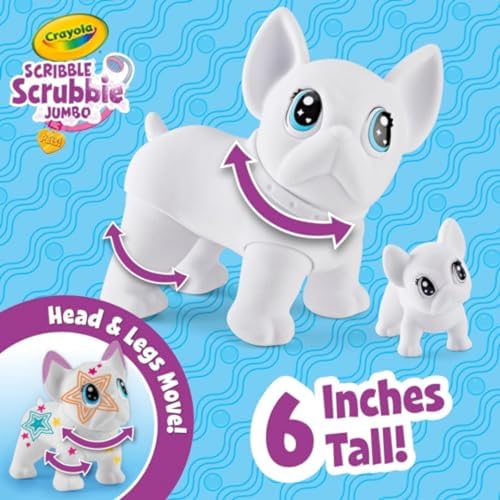 Crayola Scribble Scrubbie Jumbo Pet Wilbur – 6-Inch Poseable French Bulldog with 5 Washable Markers