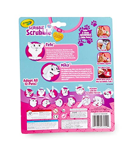 Crayola Scribble Scrubbie Pets 2-Pack: Reusable Washable Dog & Cat Toys for Kids Ages 3+