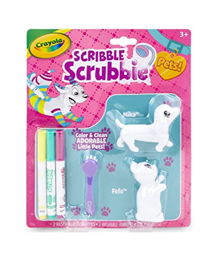 Crayola Scribble Scrubbie Pets 2-Pack: Reusable Washable Dog & Cat Toys for Kids Ages 3+