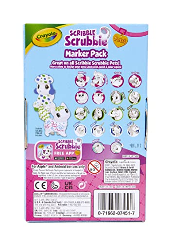 Crayola Scribble Scrubbie Pets Marker Refill & Expansion Set: 24 Washable Markers + 2 Scrub Brushes (Amazon Exclusive)