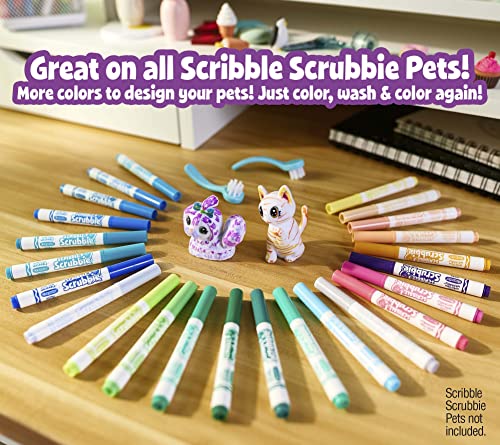 Crayola Scribble Scrubbie Pets Marker Refill & Expansion Set: 24 Washable Markers + 2 Scrub Brushes (Amazon Exclusive)