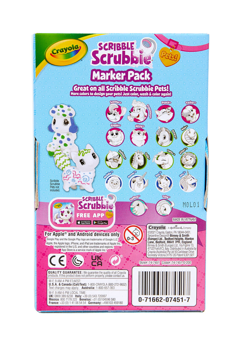 Crayola Scribble Scrubbie Pets Marker Refill & Expansion Set: 24 Washable Markers + 2 Scrub Brushes (Amazon Exclusive)