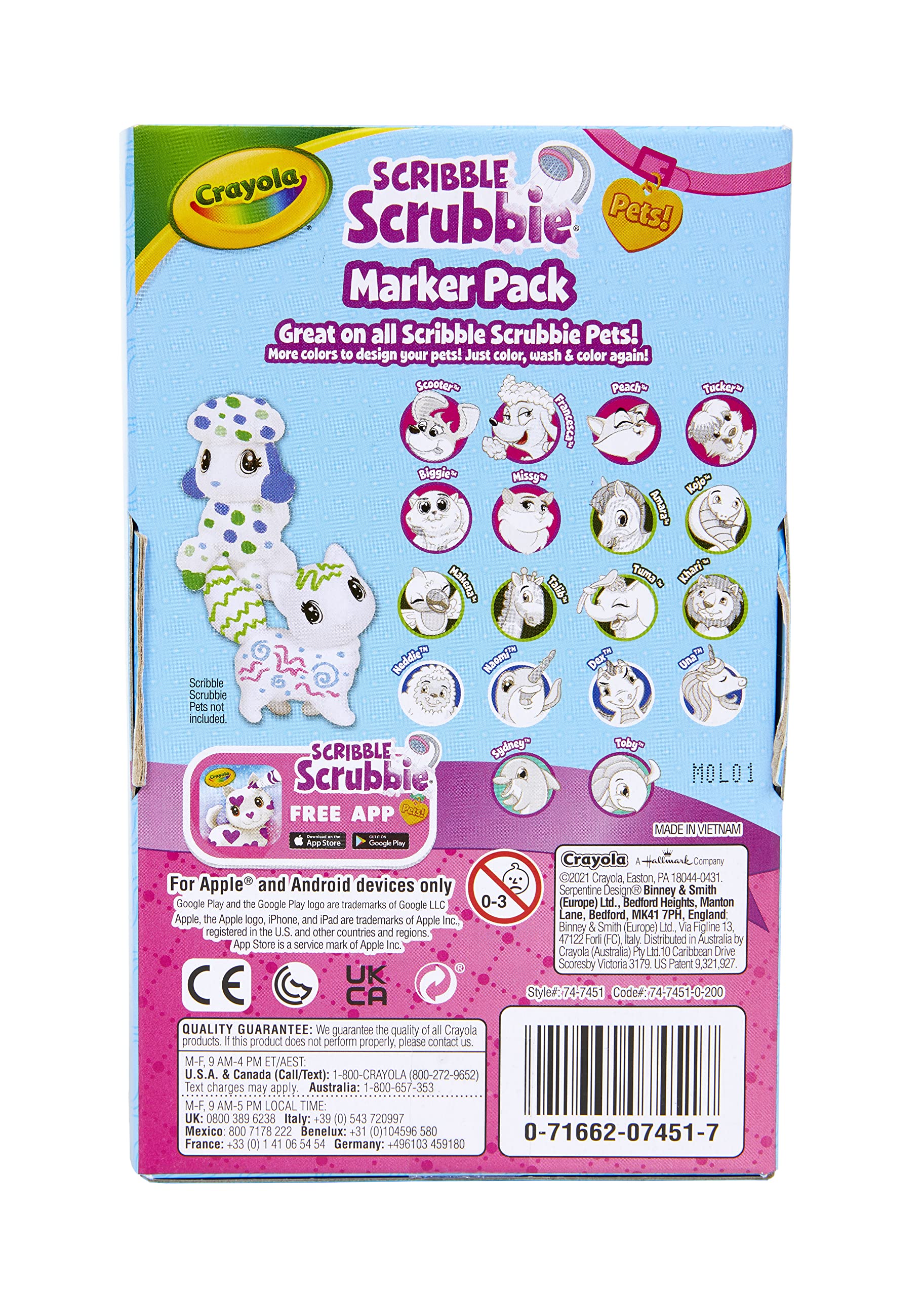 Crayola Scribble Scrubbie Pets Marker Refill & Expansion Set: 24 Washable Markers + 2 Scrub Brushes (Amazon Exclusive)
