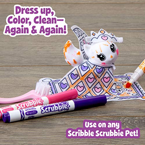 Crayola Scribble Scrubbie Pets Princess Playset: Missy the Cat with Tiara, Cape & Washable Markers