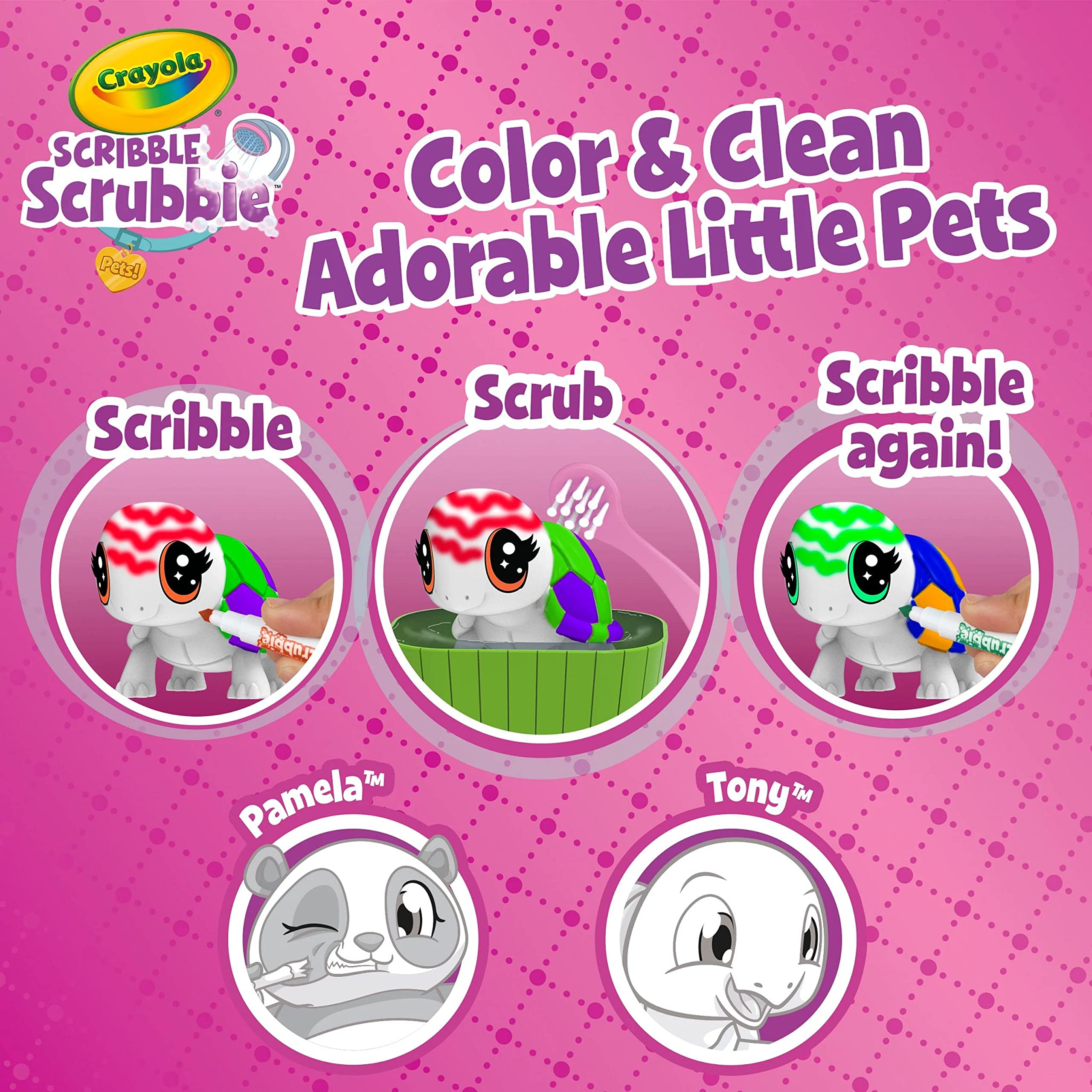 Crayola Scribble Scrubbie Pets Scented Spa – Color, Wash, and Recolor Two Fuzzy Pets with Scented Markers
