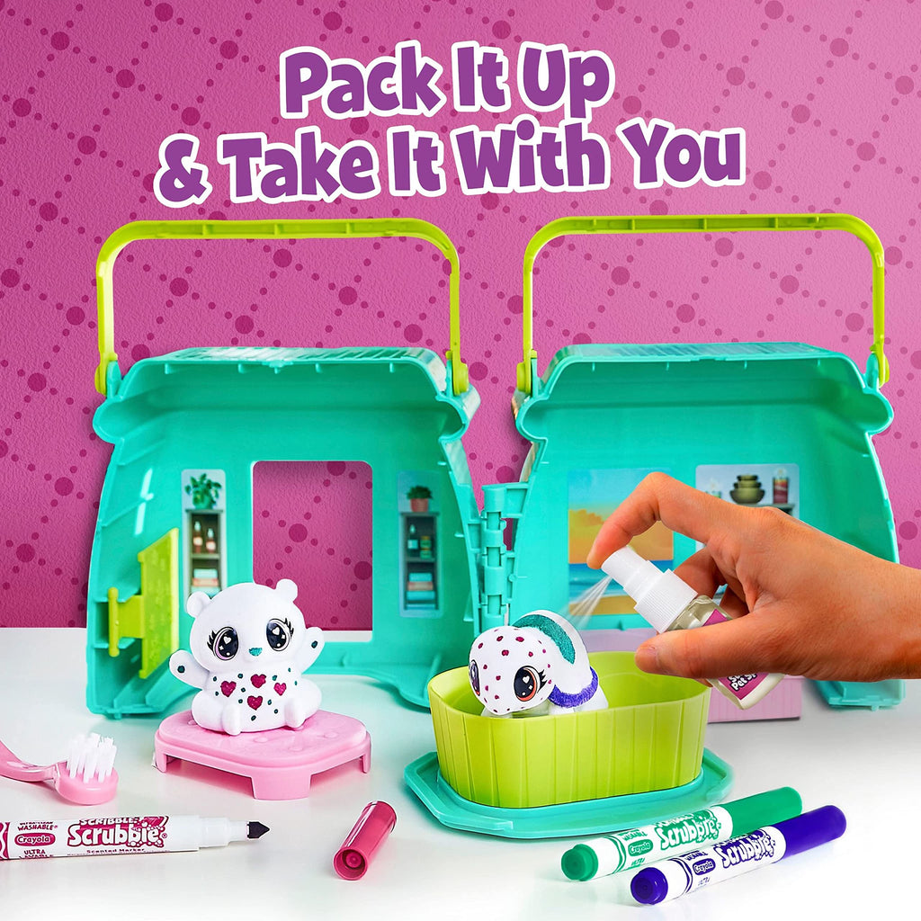 Crayola Scribble Scrubbie Pets Scented Spa – Color, Wash, and Recolor Two Fuzzy Pets with Scented Markers