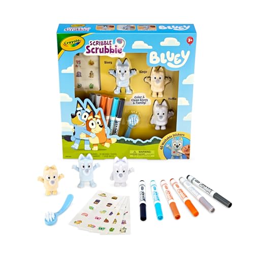 Crayola Scribble Scrubbies Deluxe Bluey Playset – Color, Wash, and Reuse with 3 Characters