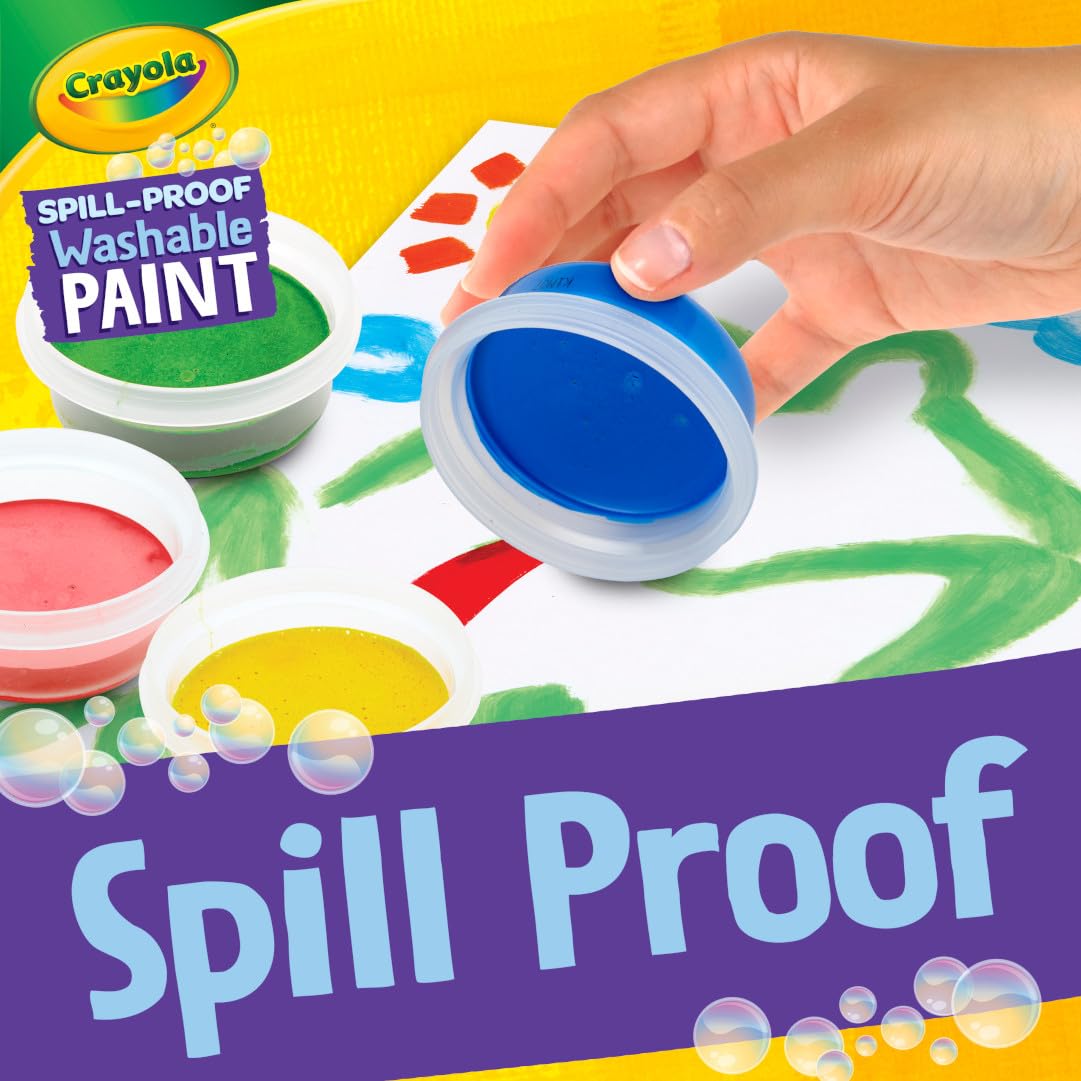 Crayola Spill-Proof Paint Set (5 Colors) – Washable Tempera Paint for Kids, Mess-Free Craft Supplies