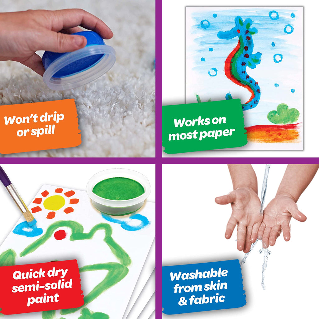 Crayola Spill Proof Paint Set for Kids – Washable, Mess-Free Painting with 5 Paints, Brush & Paper