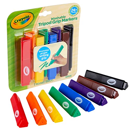 Crayola Triangle Toddler Markers (8ct) – Easy Grip Washable Art Supplies for Little Hands
