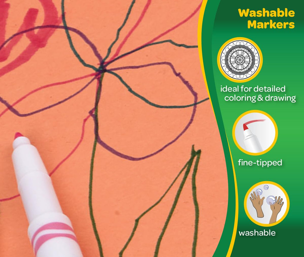 Crayola Ultra Clean Fine Line Washable Markers (40 Count) - Multicolor, Non-Toxic, Ages 3+