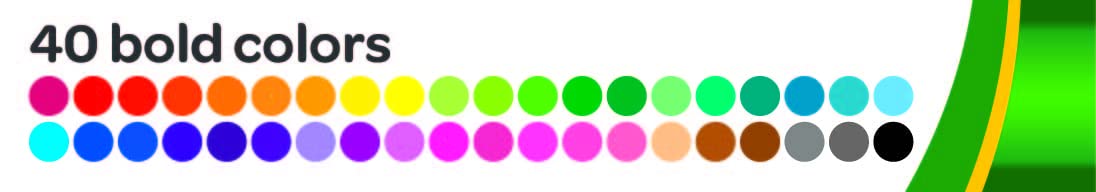 Crayola Ultra Clean Washable Markers, 40 Count - Broad Line Art Markers for Kids Ages 3+
