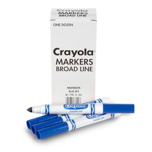 Crayola Washable Broad Line Markers, Blue, 12 Count - Non-Toxic Art Supplies for Kids
