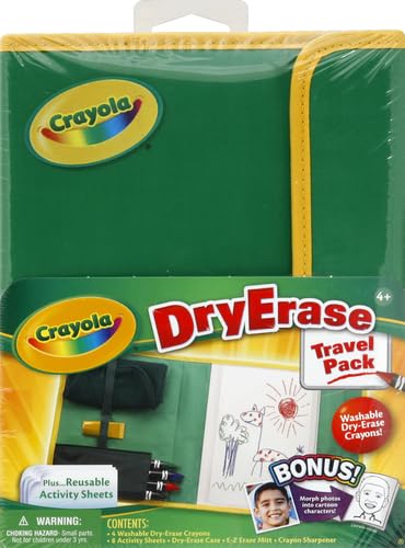 Crayola Washable Dry Erase Travel Pack - Reusable Whiteboard for Kids Ages 4+