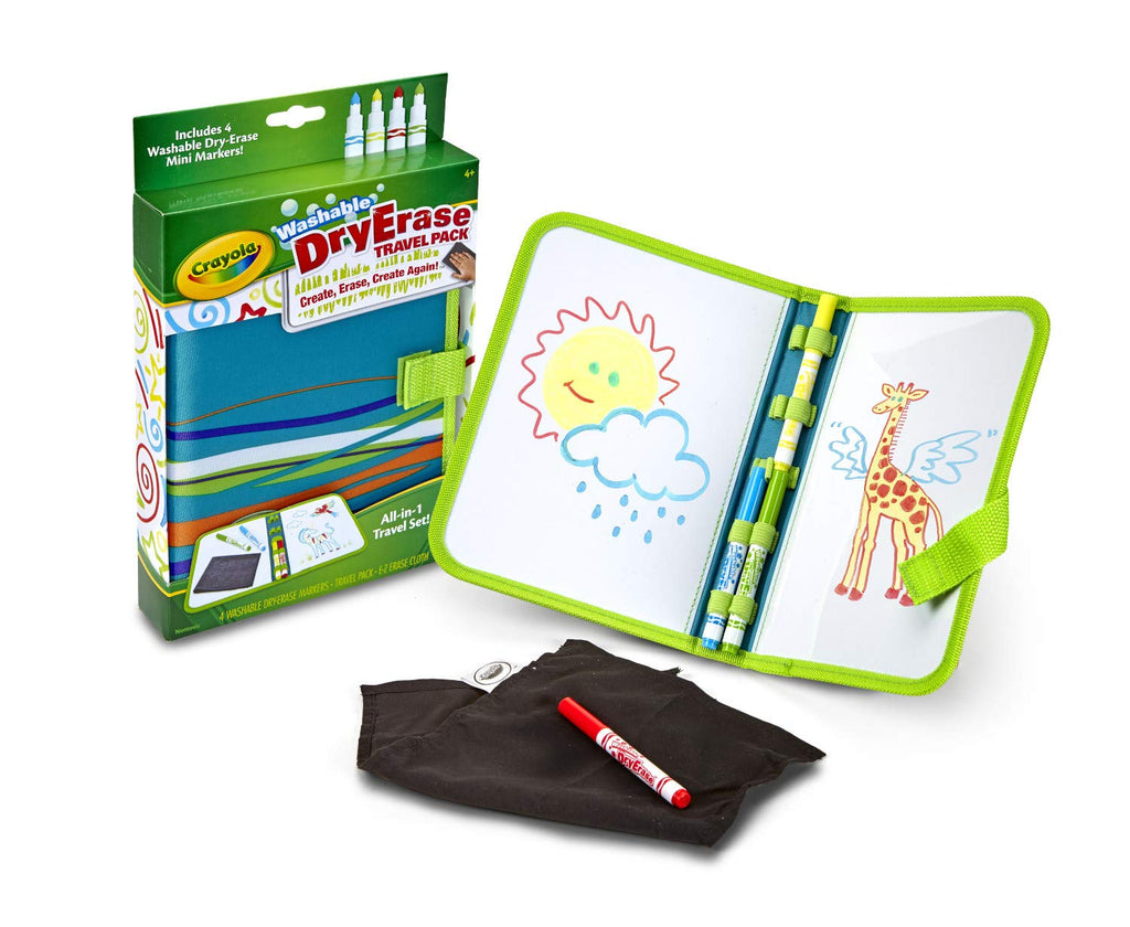 Crayola Washable Dry Erase Travel Pack - Reusable Whiteboard for Kids Ages 4+