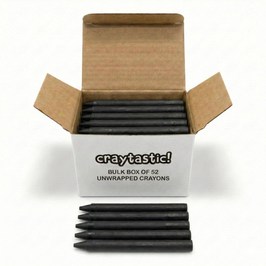 Craytastic! 52 Bulk Unwrapped Black Crayons - Paperless for Crafting, Melting, Parties - Non-Toxic, ASTM D-4236