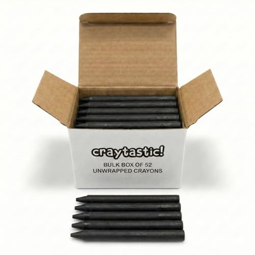 Craytastic! 52 Bulk Unwrapped Black Crayons - Paperless for Crafting, Melting, Parties - Non-Toxic, ASTM D-4236