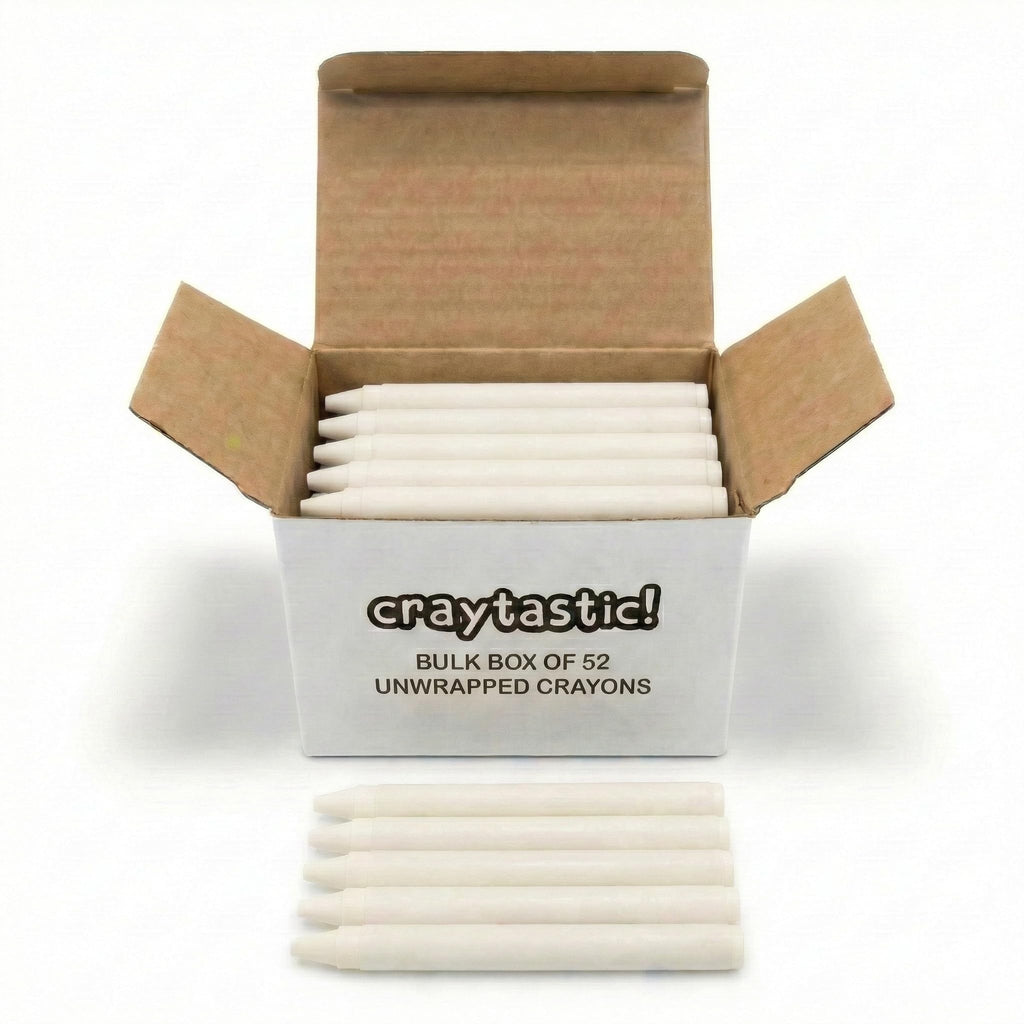Craytastic! 52 White Unwrapped Crayons - Bulk Paperless Crayons for Crafting & Melting Projects