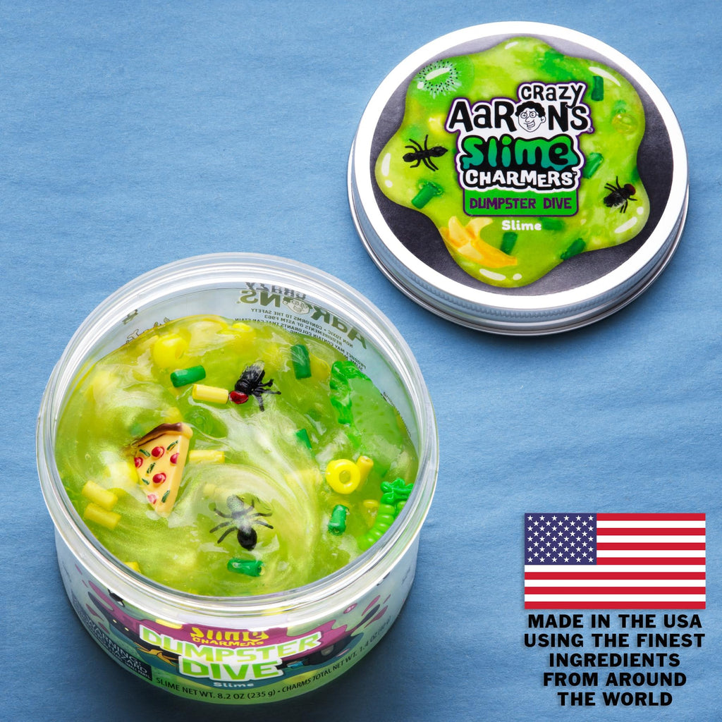 Crazy Aaron's Dumpster Dive Slime Charmers – Light Green Water Slime with Green Apple Scent and Assorted Charms