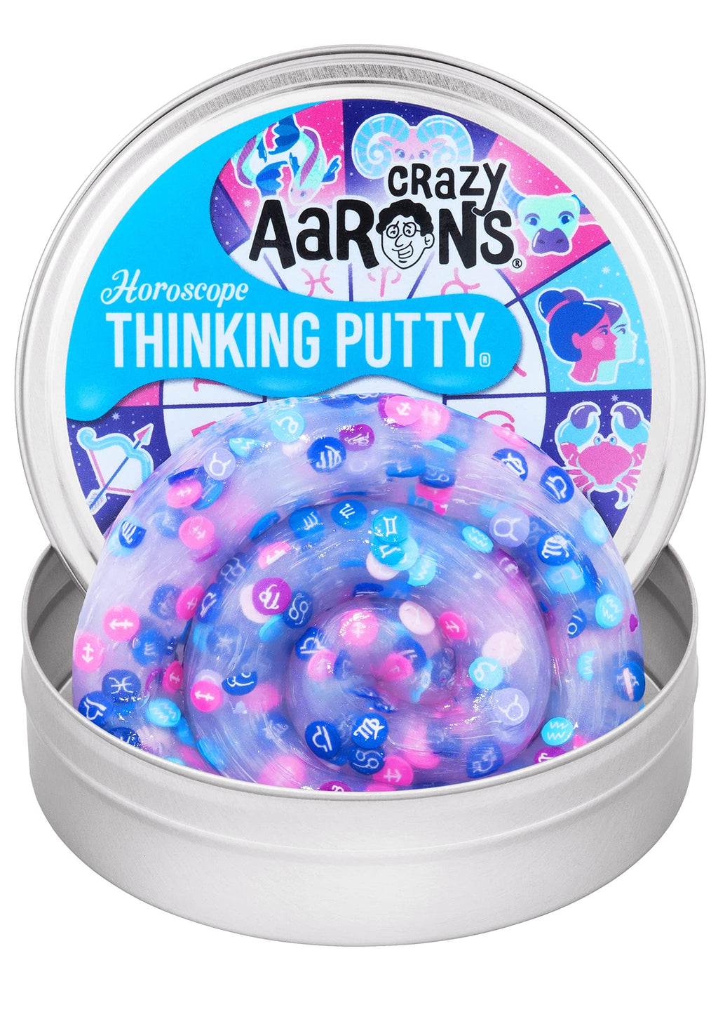 Crazy Aaron's Horoscope Thinking Putty – Sensory Toy with Zodiac Charms, 4" Tin, Made in USA