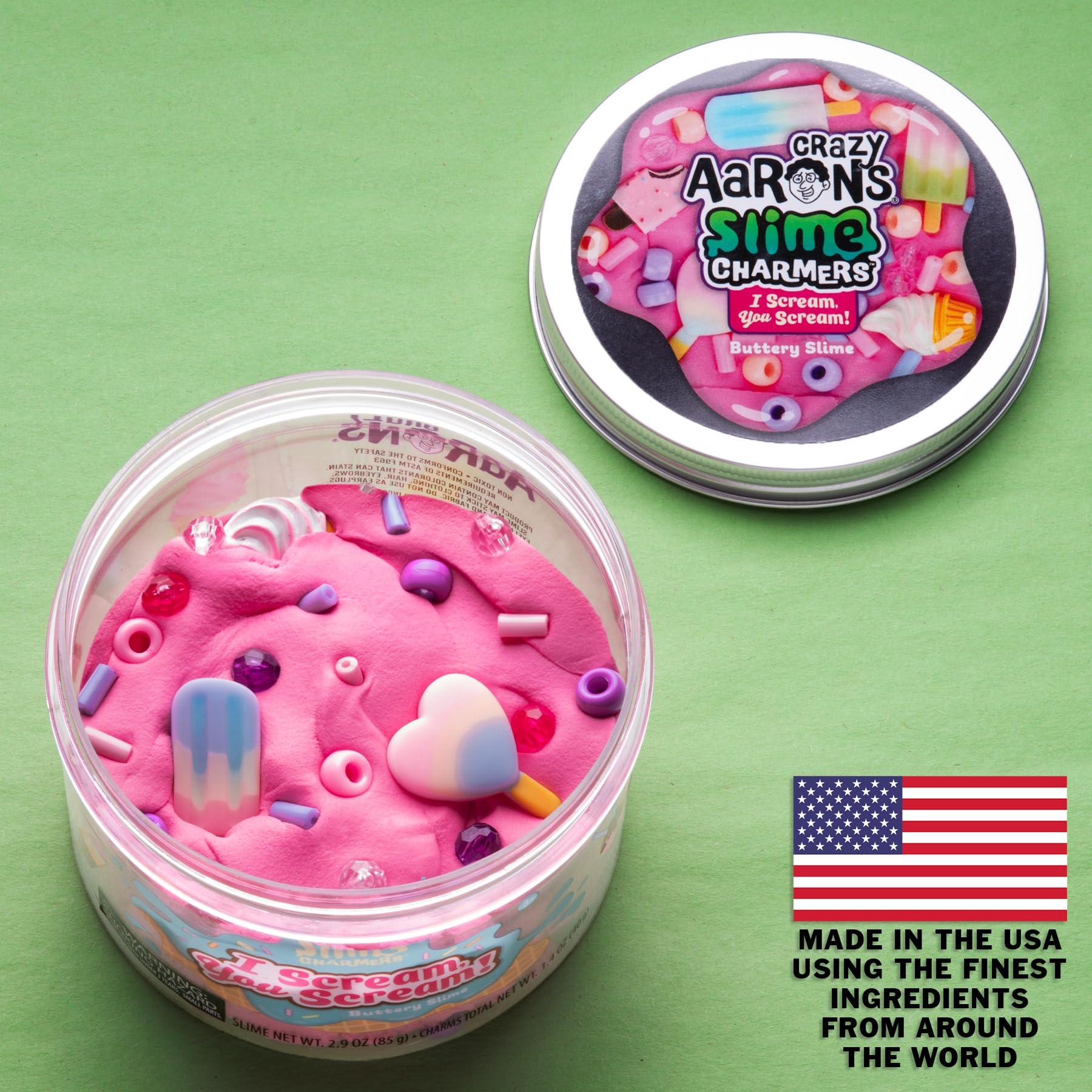 Crazy Aaron's I Scream, You Scream Pink Buttery Slime with Strawberry Scent and Ice Cream Charms – 8.2 oz