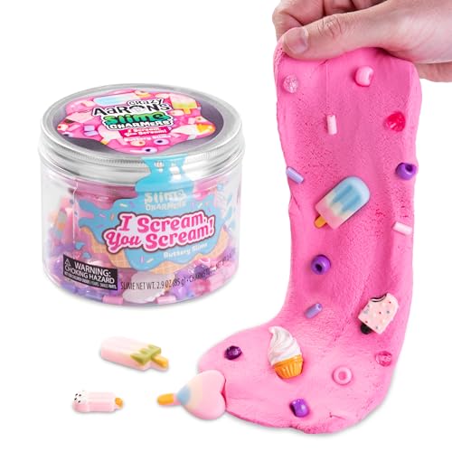 Crazy Aaron's I Scream, You Scream Pink Buttery Slime with Strawberry Scent and Ice Cream Charms – 8.2 oz