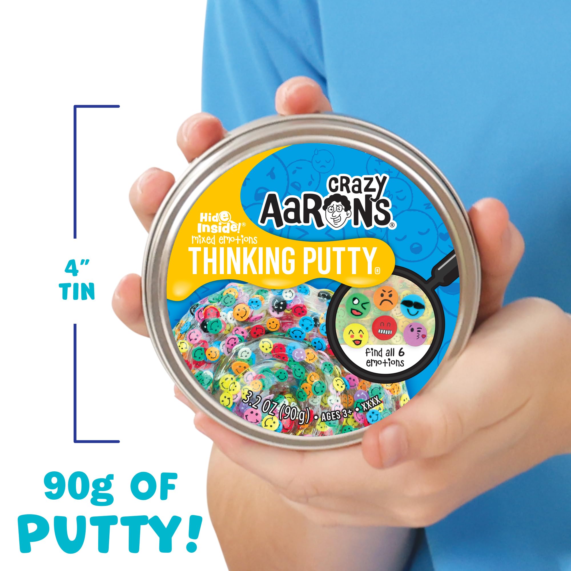 Crazy Aaron's Mixed Emotions Thinking Putty - Clear Putty with 6 Hidden Emojis, Never Dries Out, Ages 3+