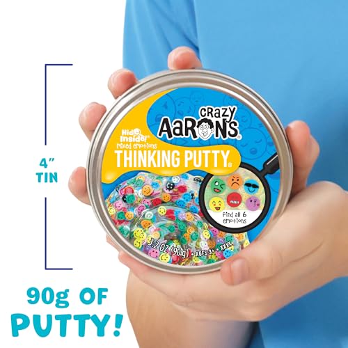 Crazy Aaron's Mixed Emotions Thinking Putty - Clear Putty with 6 Hidden Emojis, Never Dries Out, Ages 3+