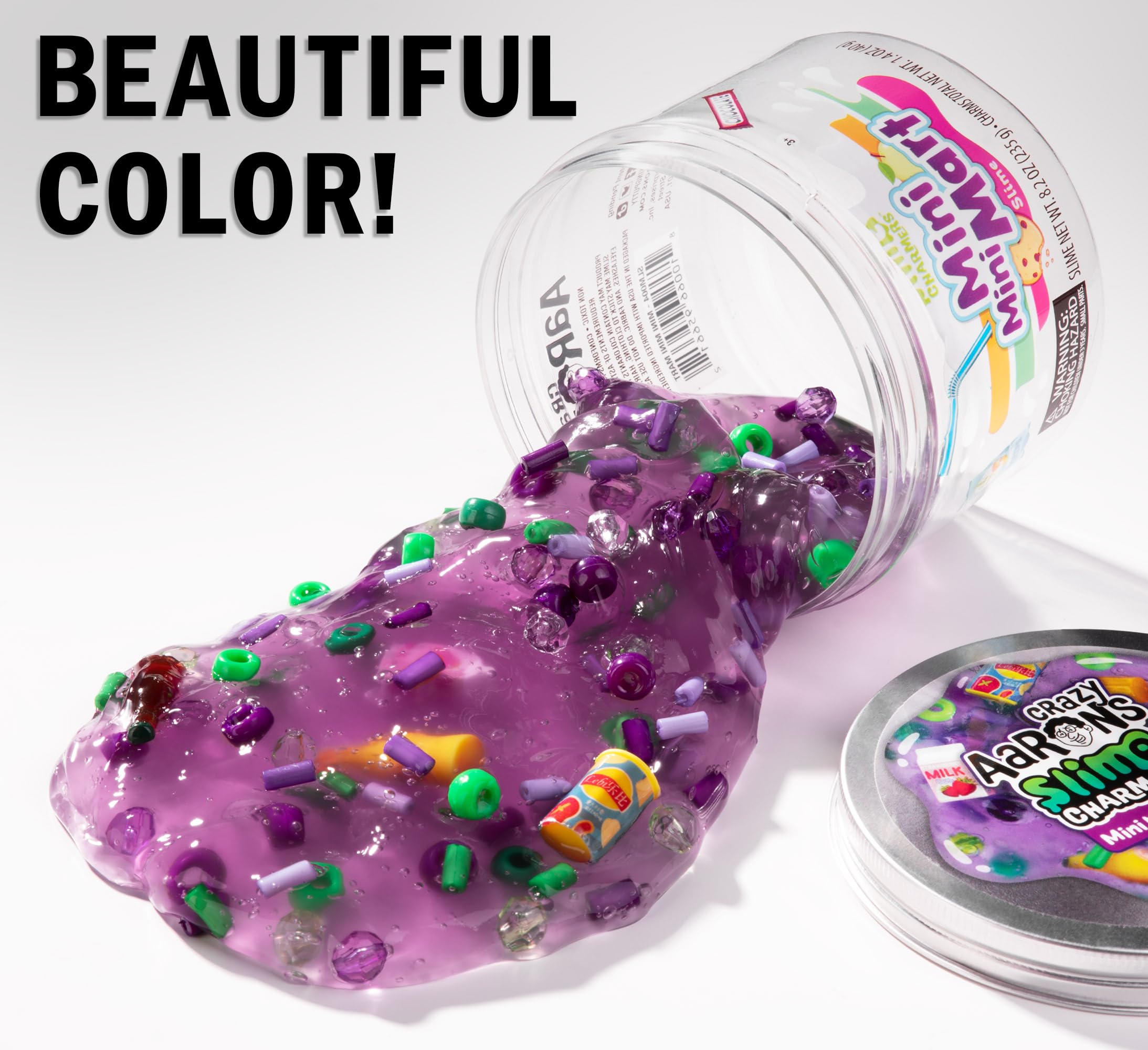 Crazy Aaron's Slime Charmers Mini Mini Mart Purple Buttery Slime – Grape Scented Sensory Toy with Food Charms (8.2 oz)