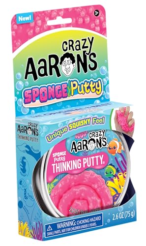 Crazy Aaron's Sponge Putty Thinking Putty – Hot Pink with Beads, Never Dries Out (3.2 oz, Made in USA)