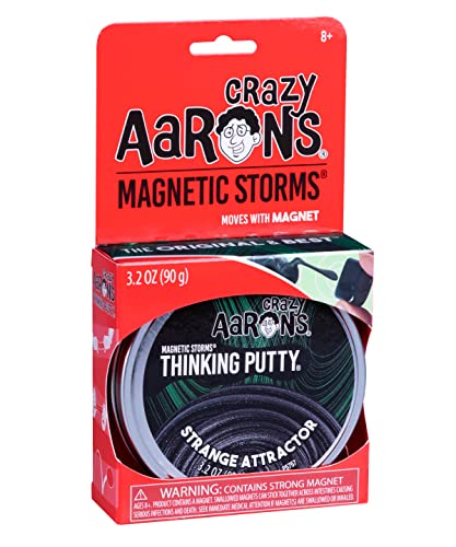 Crazy Aaron's Strange Attractor Thinking Putty – Magnetic Sensory Putty with Green Sparkles, Includes Ceramic Magnet, 90g, Never Dries Out