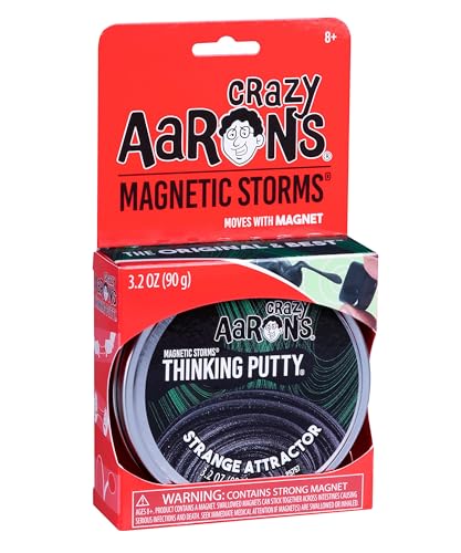 Crazy Aaron's Strange Attractor Thinking Putty – Magnetic Sensory Putty with Green Sparkles, Includes Ceramic Magnet, 90g, Never Dries Out