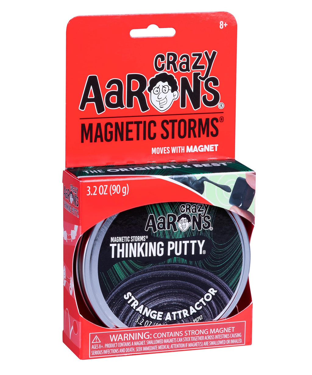 Crazy Aaron's Strange Attractor Thinking Putty – Magnetic Sensory Putty with Green Sparkles, Includes Ceramic Magnet, 90g, Never Dries Out