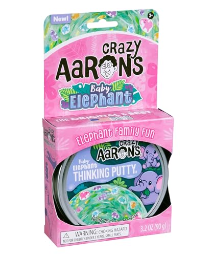 Crazy Aaron's Thinking Putty Baby Elephant: Light Green Sensory Putty with Elephant Charms (4" Tin, 3.2 oz)