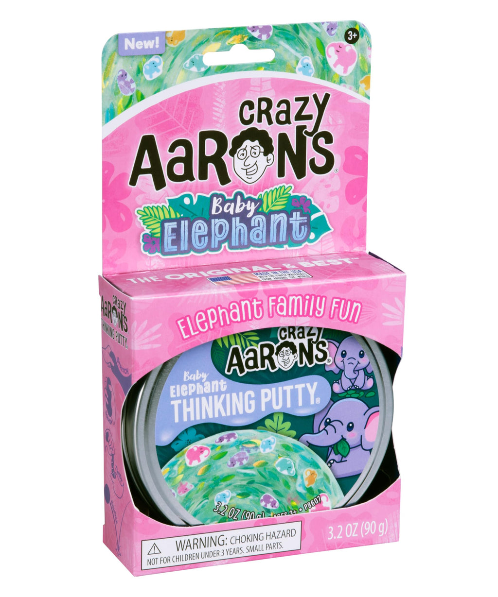 Crazy Aaron's Thinking Putty Baby Elephant: Light Green Sensory Putty with Elephant Charms (4" Tin, 3.2 oz)