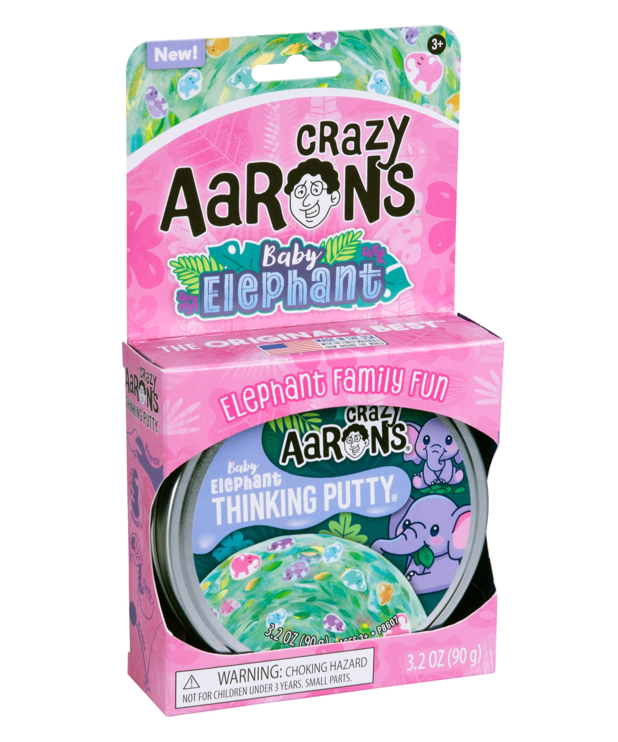 Crazy Aaron's Thinking Putty Baby Elephant: Light Green Sensory Putty with Elephant Charms (4" Tin, 3.2 oz)
