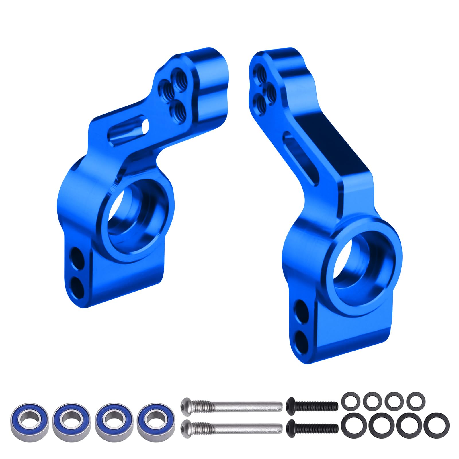 CrazyHobby Aluminum Rear Stub Axle Carriers with Ball Bearings for Traxxas 1/10 2WD Slash, Stampede, Rustler VXL, Bandit - Blue - Replaces Part 3752