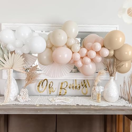 Cream Peach Boho Balloon Arch Kit – 86-Piece Double Stuffed Latex Garland for Baby Shower, Birthday, Wedding & Bridal Shower Decor