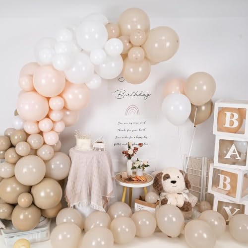 Cream Peach Boho Balloon Arch Kit – 86-Piece Double Stuffed Latex Garland for Baby Shower, Birthday, Wedding & Bridal Shower Decor