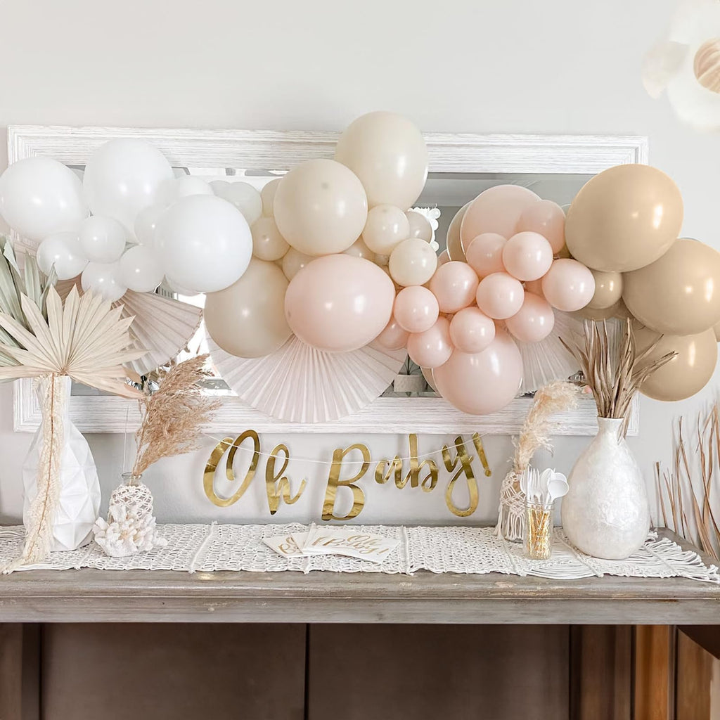 Cream Peach Boho Balloon Arch Kit – 86-Piece Double Stuffed Latex Garland for Baby Shower, Birthday, Wedding & Bridal Shower Decor