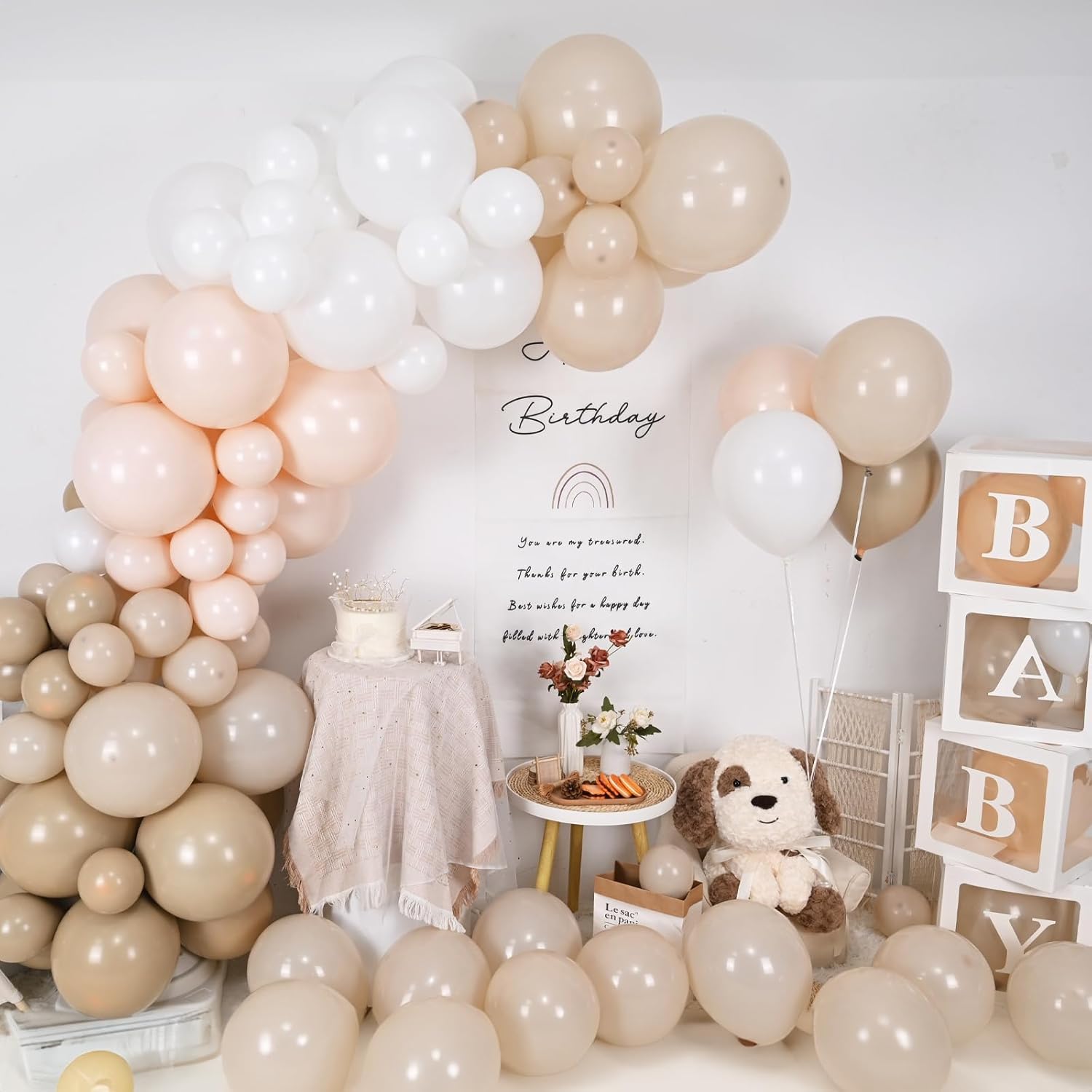 Cream Peach Boho Balloon Arch Kit – 86-Piece Double Stuffed Latex Garland for Baby Shower, Birthday, Wedding & Bridal Shower Decor