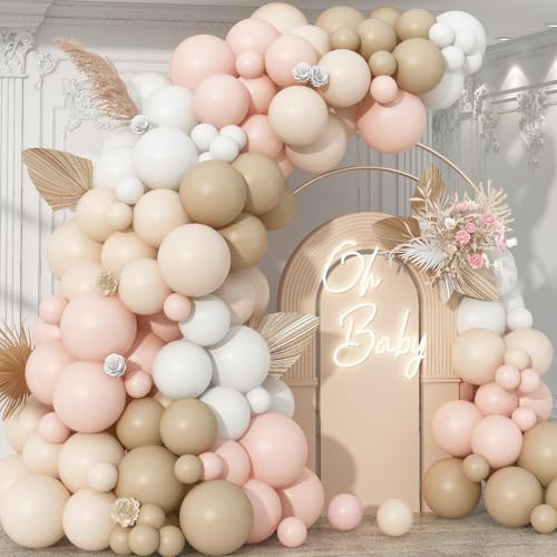 Cream Peach Boho Balloon Arch Kit – 86-Piece Double Stuffed Latex Garland for Baby Shower, Birthday, Wedding & Bridal Shower Decor