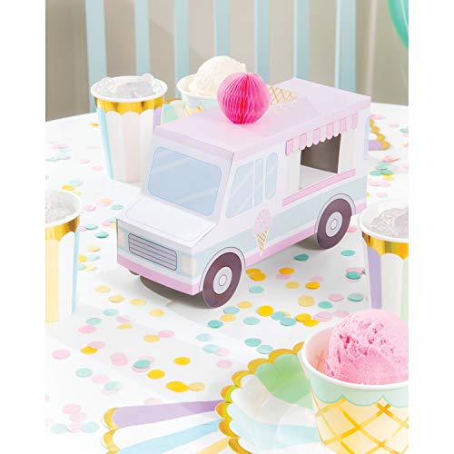 Creative Converting Ice Cream Party Centerpiece, Multicolor Pastel Ice Cream Truck Design
