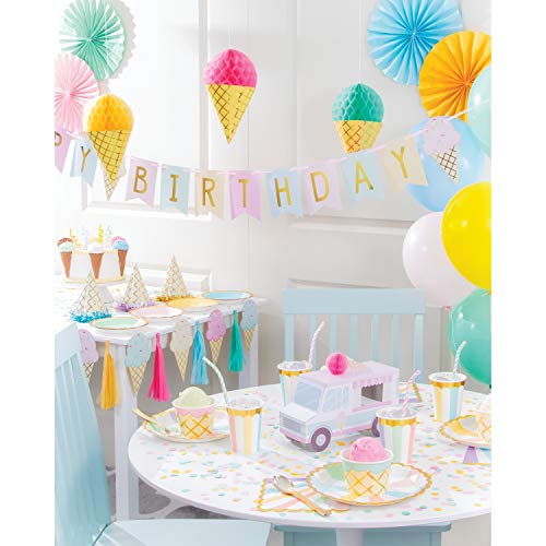 Creative Converting Ice Cream Party Centerpiece, Multicolor Pastel Ice Cream Truck Design